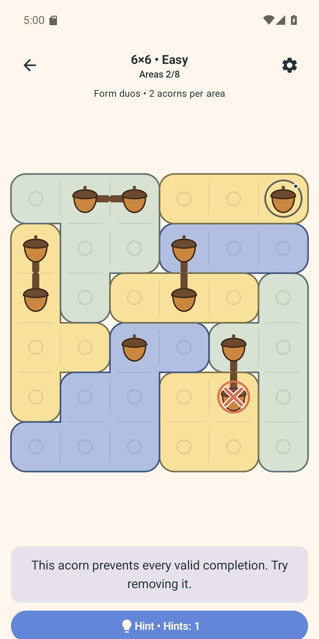Hint: verwijder een eikel in Pair Grid